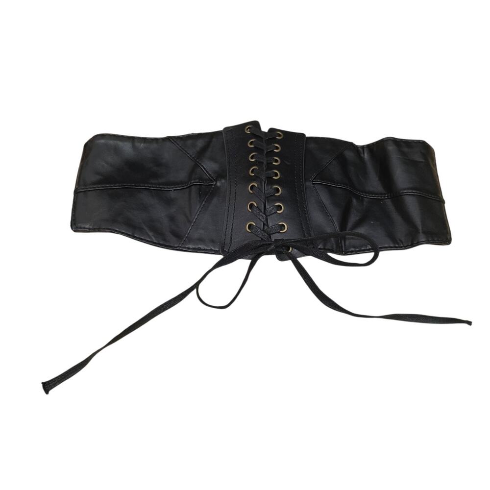 Sexy Wide Lace UP Stretchy Corset Fashion Belt Faux Leather Goth Vampy Rock Tied